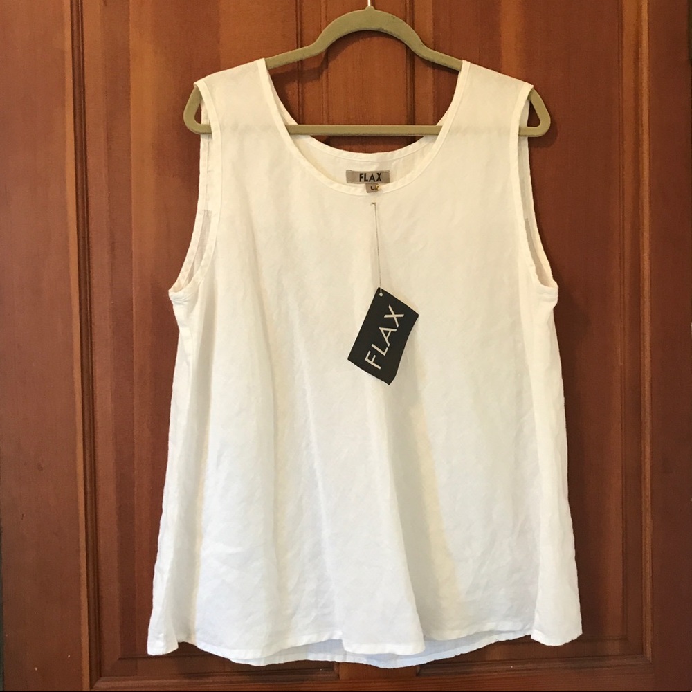 NWT- FLAX White Linen Sleeveless Top